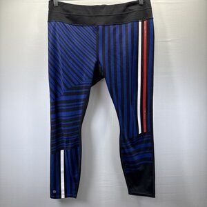Athleta Women Ankle Leggings Sonar Size XL Red White Blue Stretch Pull On Pocket